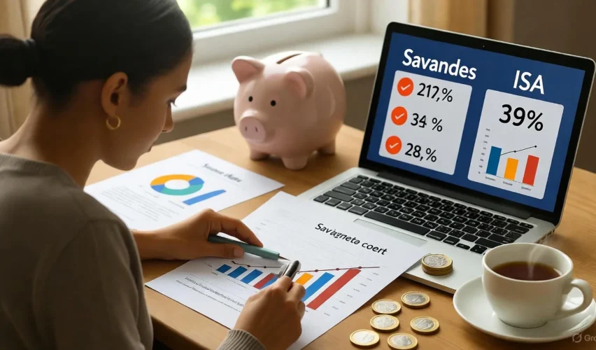 UK saver comparing ISA and high-interest savings account to make money work harder